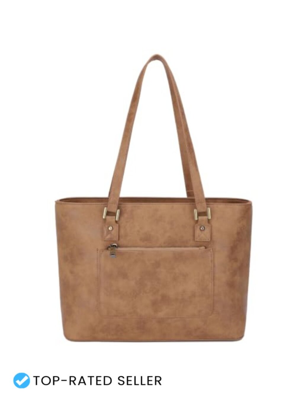 Vegan Leather Structured Tote Bag with Lockable Zippers - Large Capacity